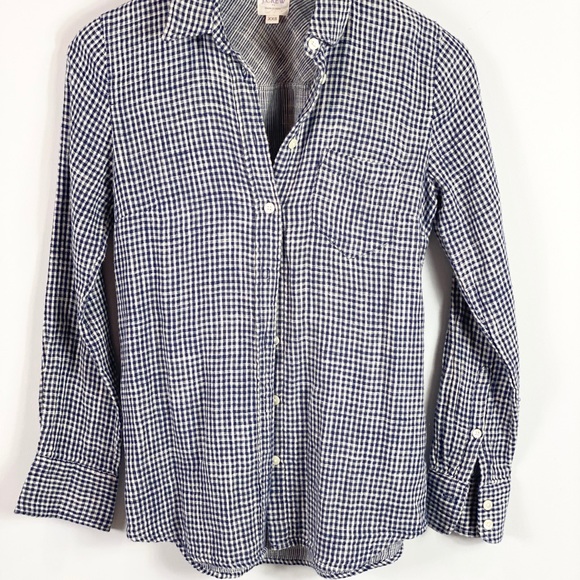 J. Crew Blue Gingham Button Up Boy Fit Size XXS - Picture 2 of 6